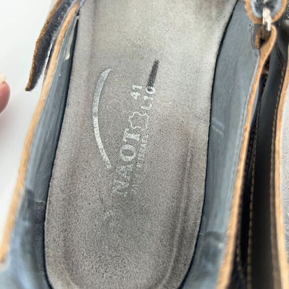 Naot Women Kirei Mary Jane Shoe Size 41 10 Flat Brown Gold Metallic Cork Insole - Picture 12 of 13